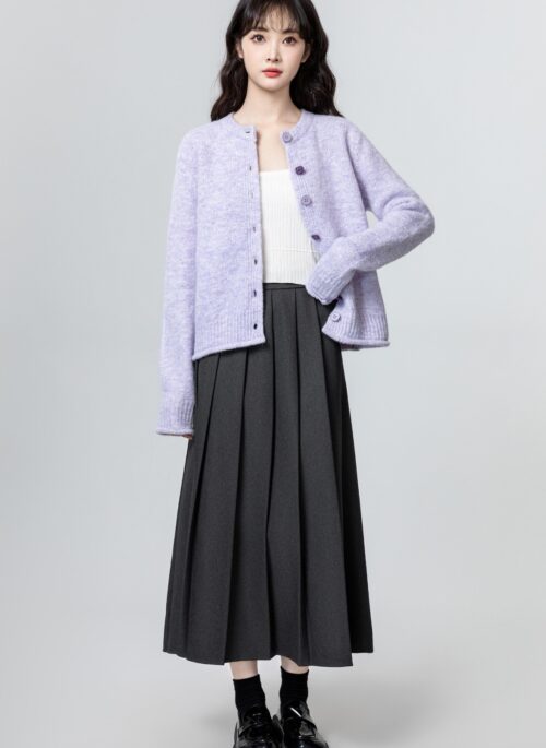 Lilac Knit Cardigan Sweater