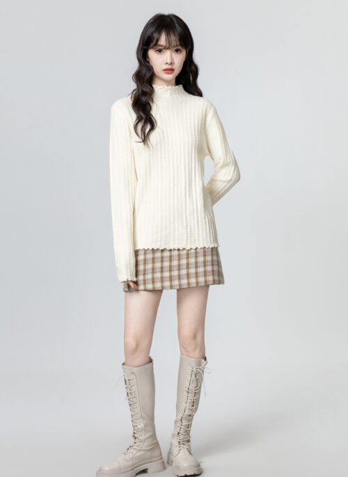 Mock Neck Ruffled Long Sleeve Top