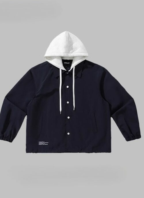 Navy Blue Detachable Hooded Jacket | Leeseo - IVE