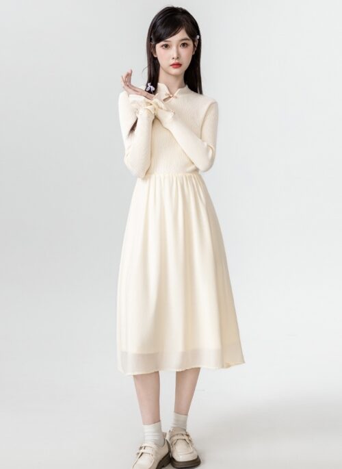 New Style Knitted Flare Sleeve Dress