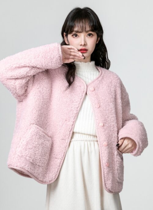 Pink Fleece Lined Winter Coat