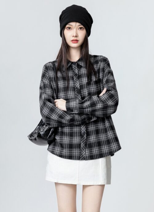 Plaid Long Sleeve Overshirt Jacket