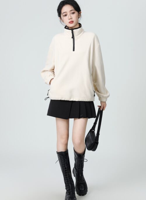 Plush Halfzip Collar Pullover Sweater