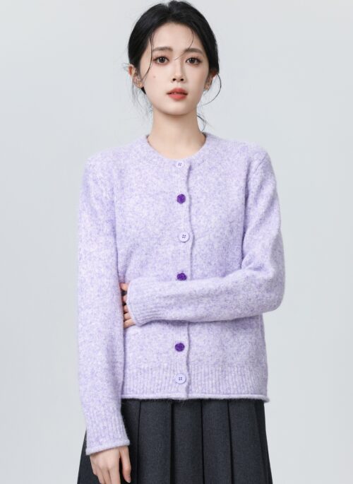 Purple Soft Knit Cardigan Sweater