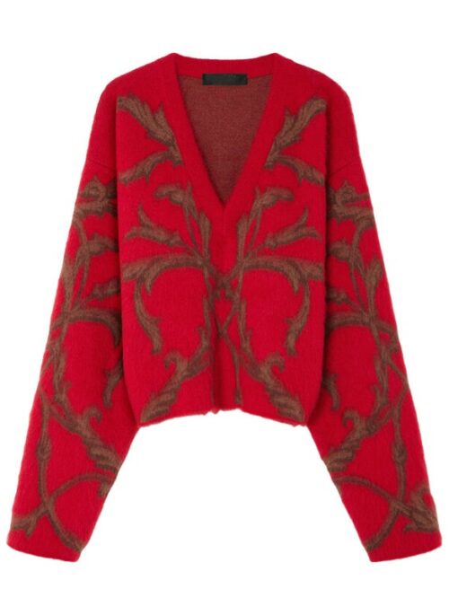 Red Abstract Pattern Cozy Sweater | Ningning – Aespa