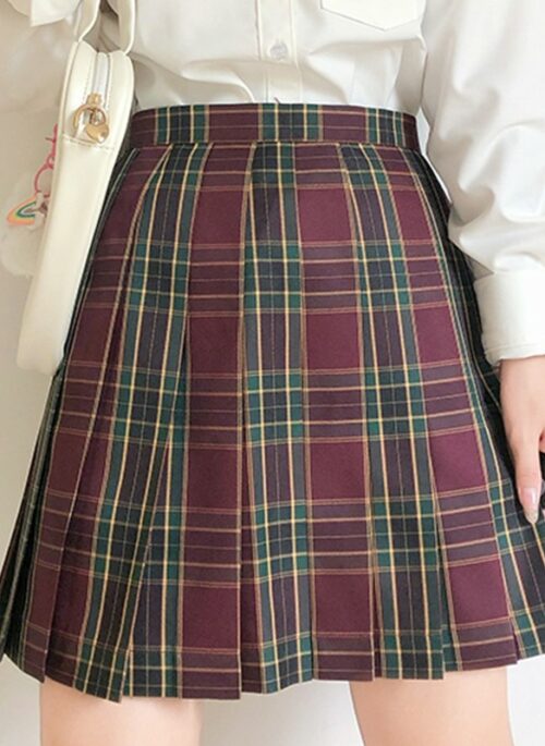 Red And Green Plaid School Skirt | Liz - IVE