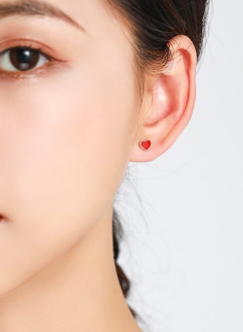 Red Mini Heart Earrings | Jisoo - BlackPink