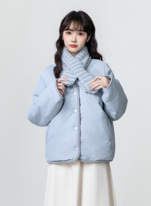 Reversible Blue Fleece Winter Jacket