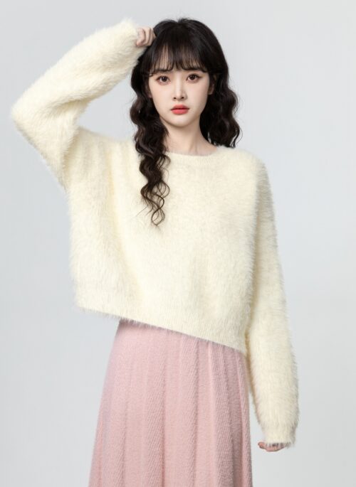 Short Loose Mohair Knit Sweater