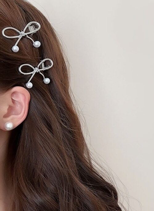 Silver Bow With Pearl Accent Hairpin | Yuqi - (G)I-DLE