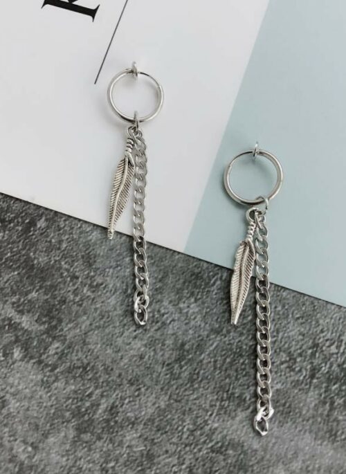 Silver Dangling Leaves Hoop Earrings | Jungwon – Enhypen