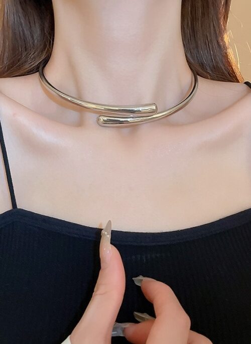 Silver Sleek Wraparound Metal Choker | Jihyo – Twice