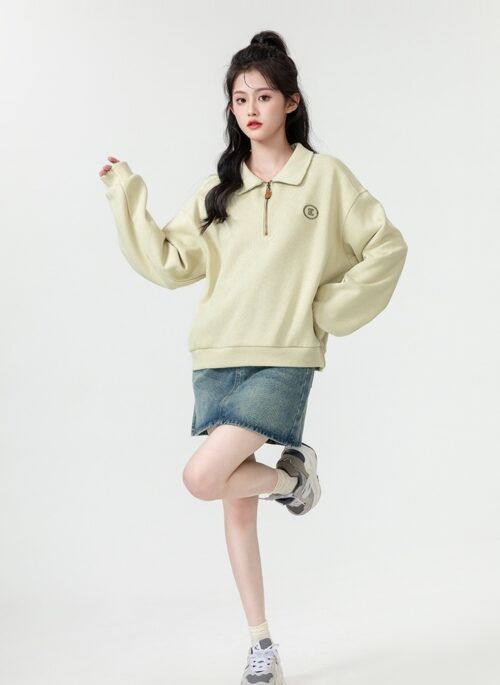 Spring Green Polo Pullover Sweater