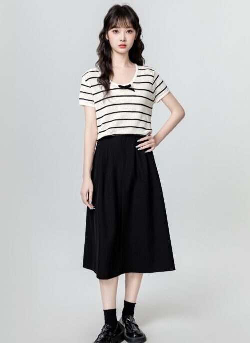 Striped Knit Short Sleeve T-Shirt