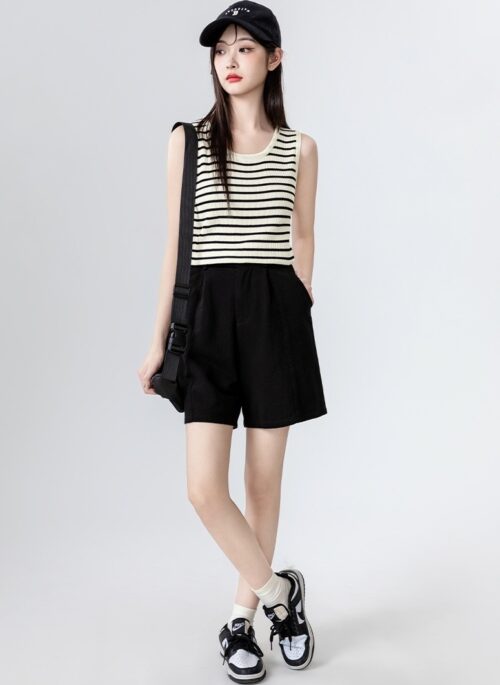 Striped Knit Sleeveless Tank Top