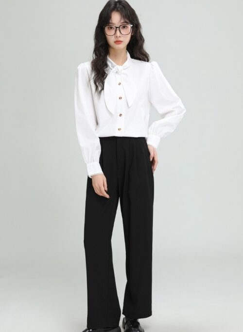 Unique Bow Tie White Blouse