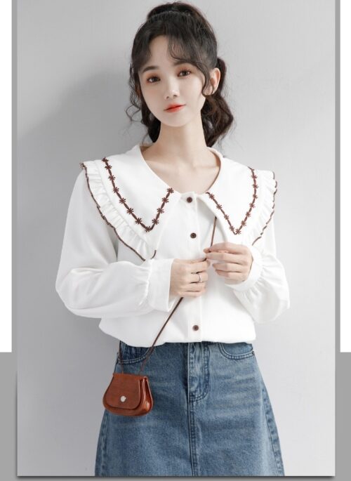 Unique White Doll Collar Blouse