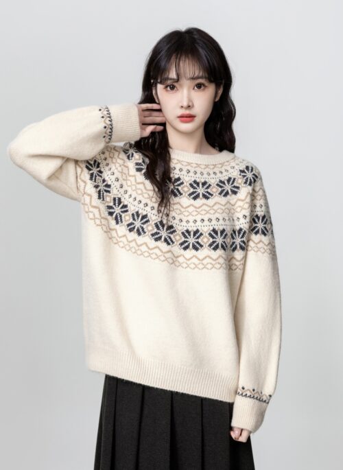 Vintage Fair Isle Knit Pullover Sweater