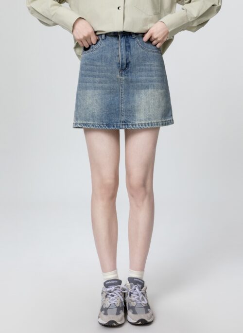 Vintage High Waist Denim Skirt