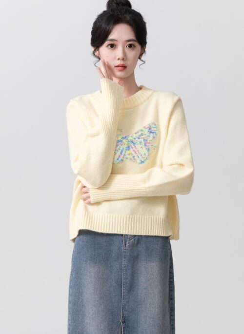 Yellow Butterfly Soft Knit Sweater