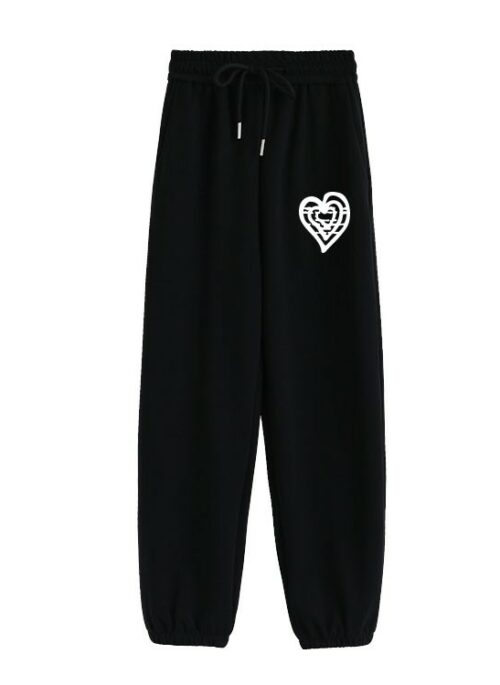 Black Heart Print Sweatpants | Karina – Aespa