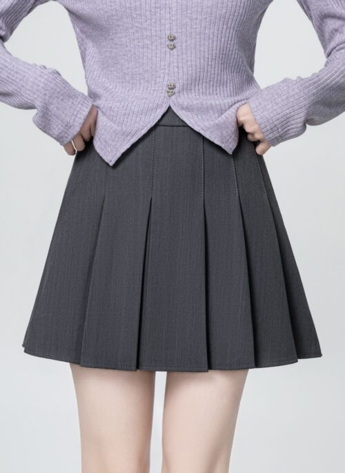 Gray Pleated Highwaist Skirt