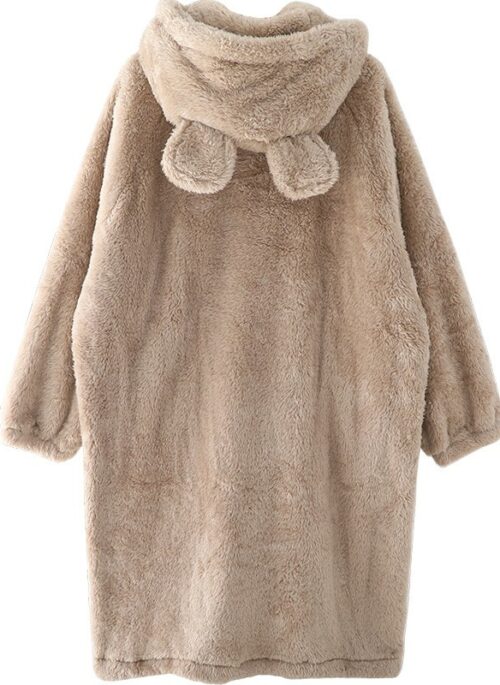 Light Brown Bear Ears Plush Coat | Wonhee – ILLIT