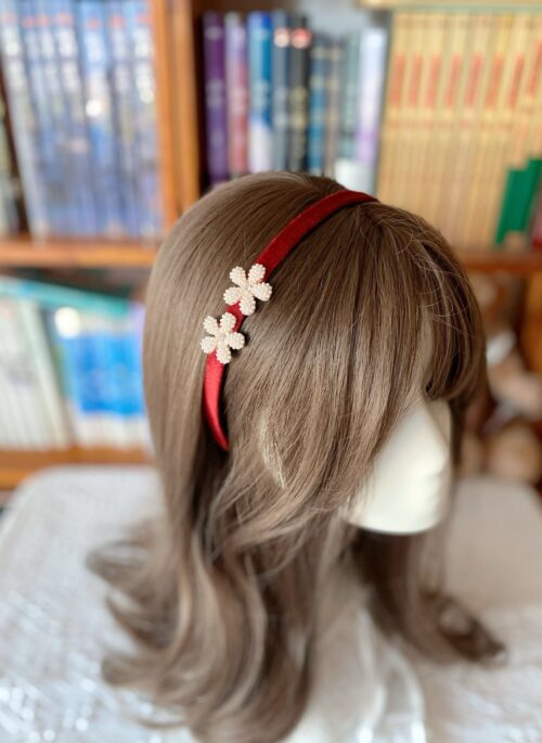 Red Flowers Velvet Hairband | Jisoo – BlackPink