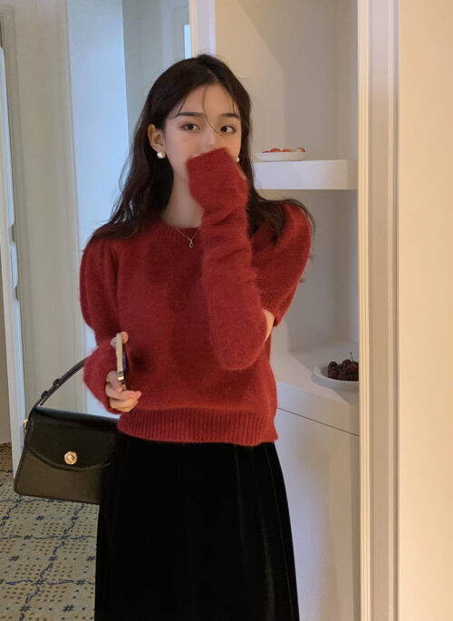 Red Knit Top With Arm Sleeves | Jisoo – BlackPink