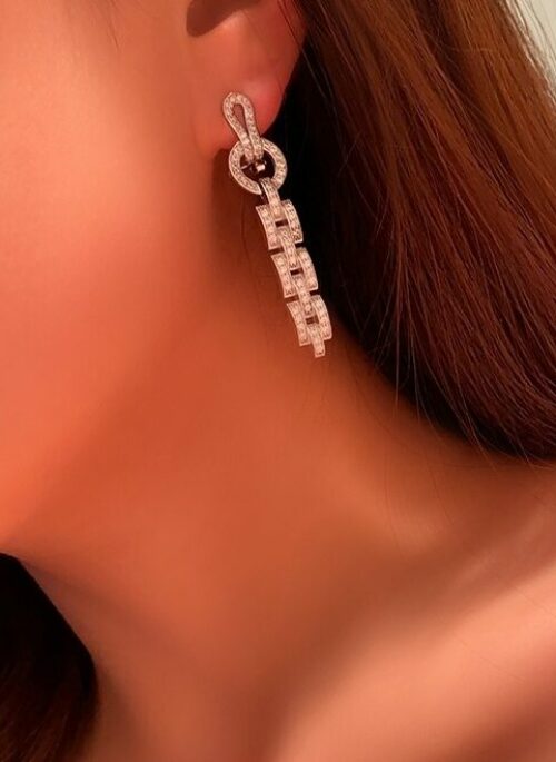 Silver Square Chain Crystal Tassel Earrings | Jisoo – BlackPink