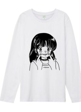 White Cartoon Girl Printed T-Shirt | Ningning – Aespa