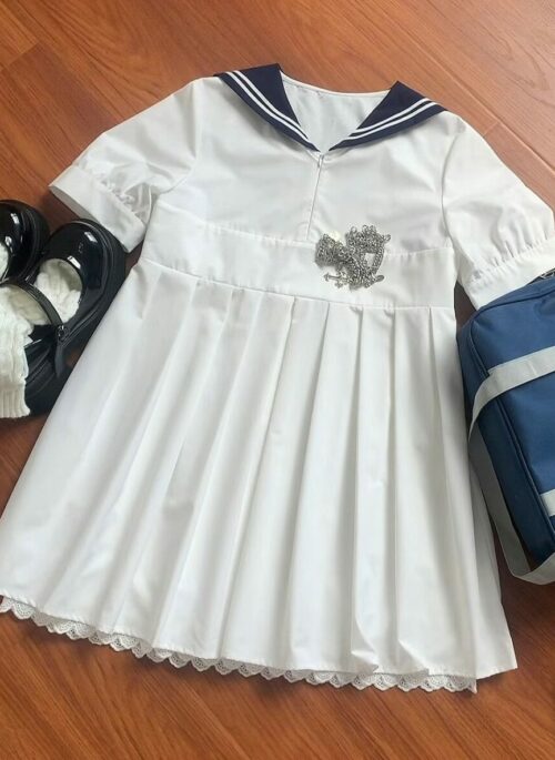 White Sailor Collar Doll Dress | Moka - ILLIT