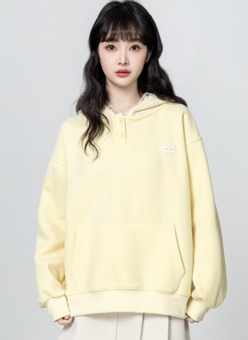 Yellow Lace Hoodie With Unique Design